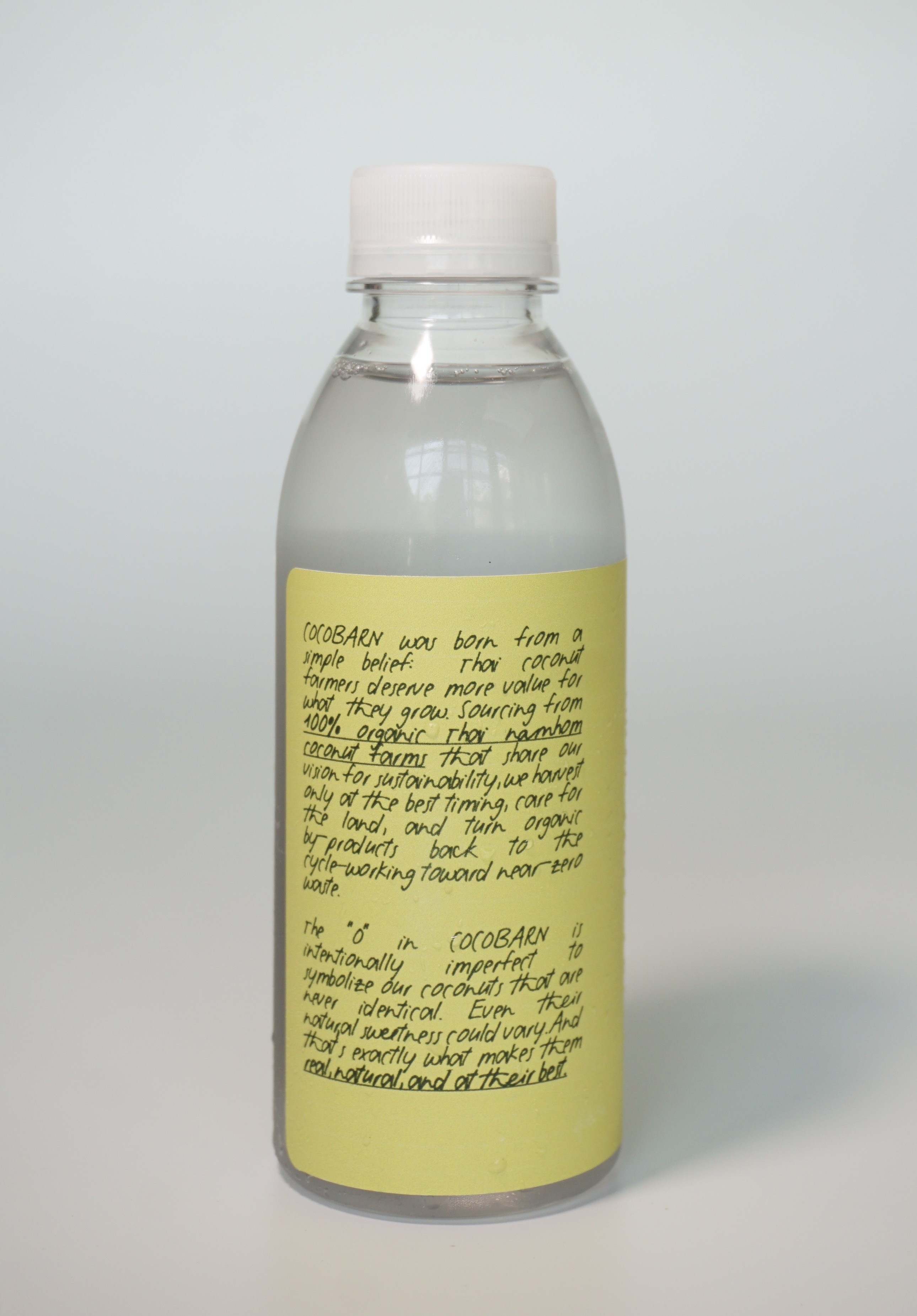 COCOBARN bottle back label — nutrition facts and brand story