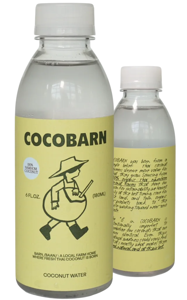 COCOBARN 180ml organic coconut water bottle — front label
